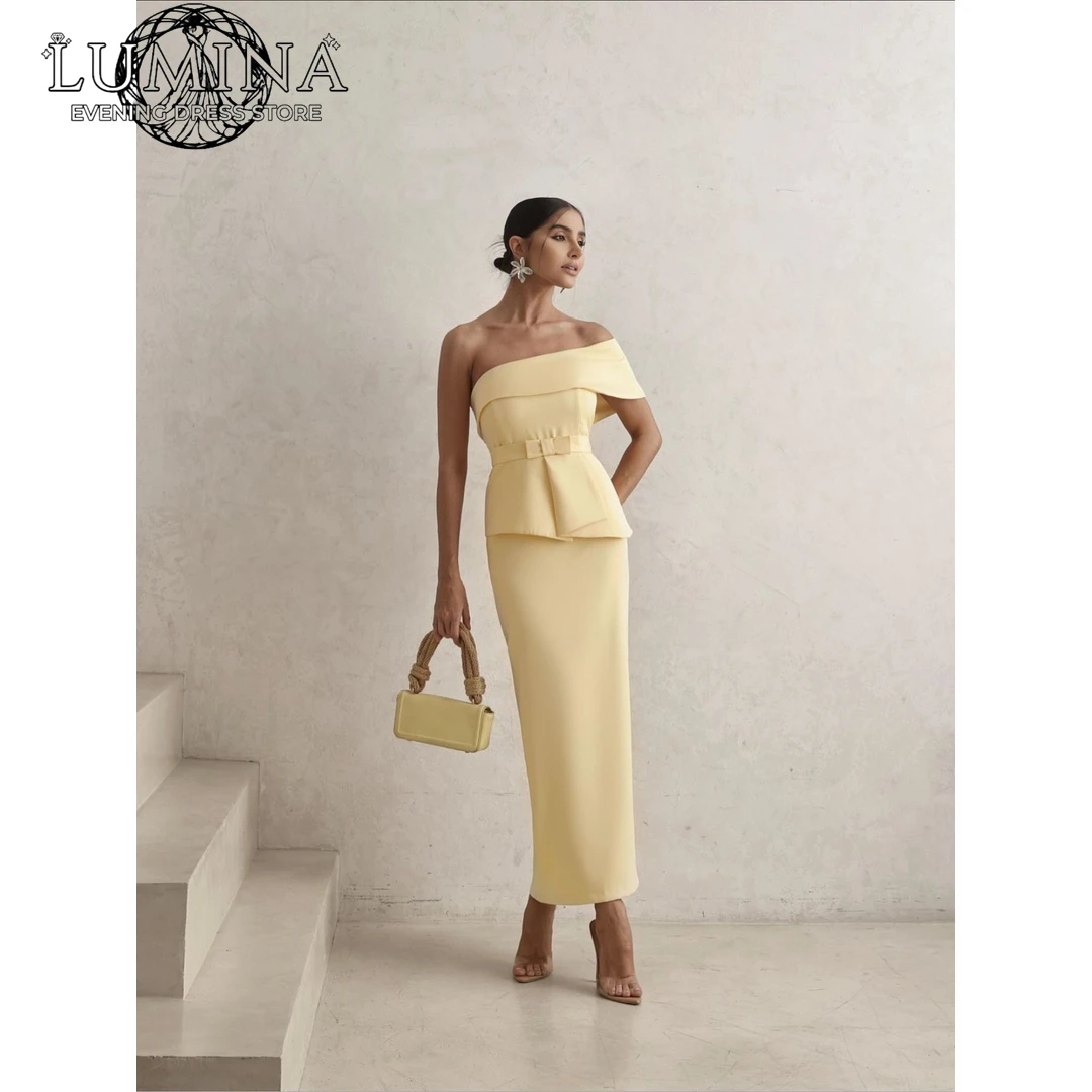 

Lumina Women's Evening Dresses for Wedding Guest Dress Woman Lapel Line A Custom Made One Shoulder Pink Dress Elegant Luxury