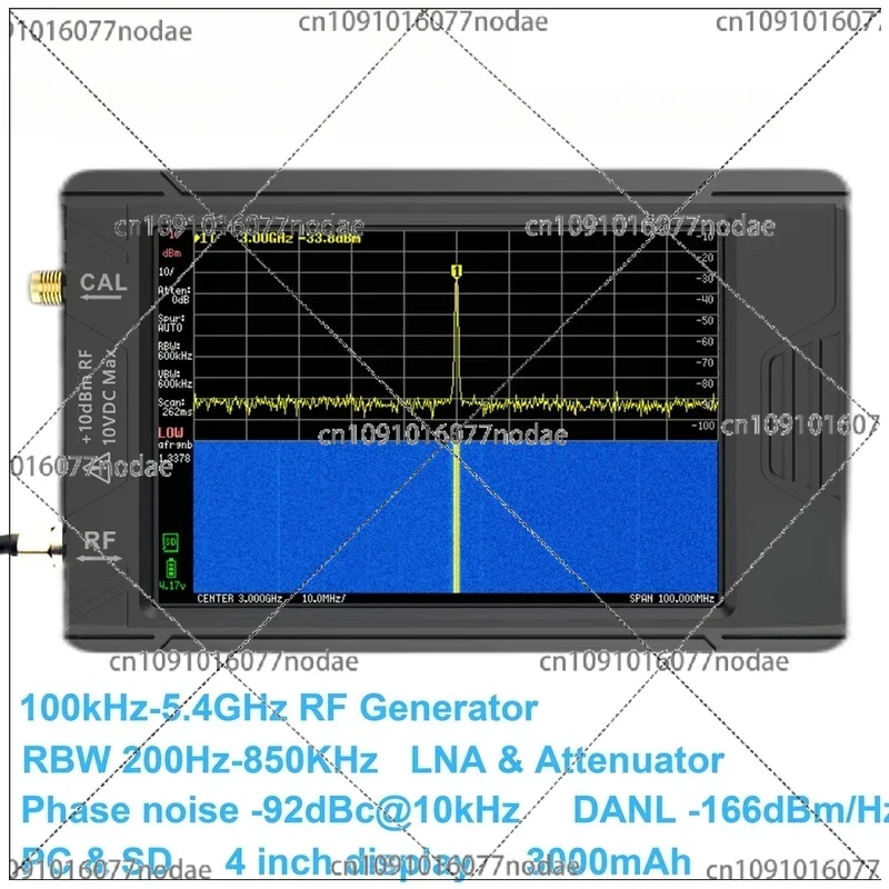 New Handheld TinyAnalyzer 100K-5.3GHz RF Signal Generator 4Inch Display TinySA with Battery