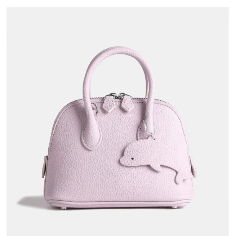 Bolso Bandolera de Diseño Exclusivo 2025 con Forma de Bola de Boliche, Bolso de Mano para Mujer, Color Macaron, Mini, Cuero Genuino