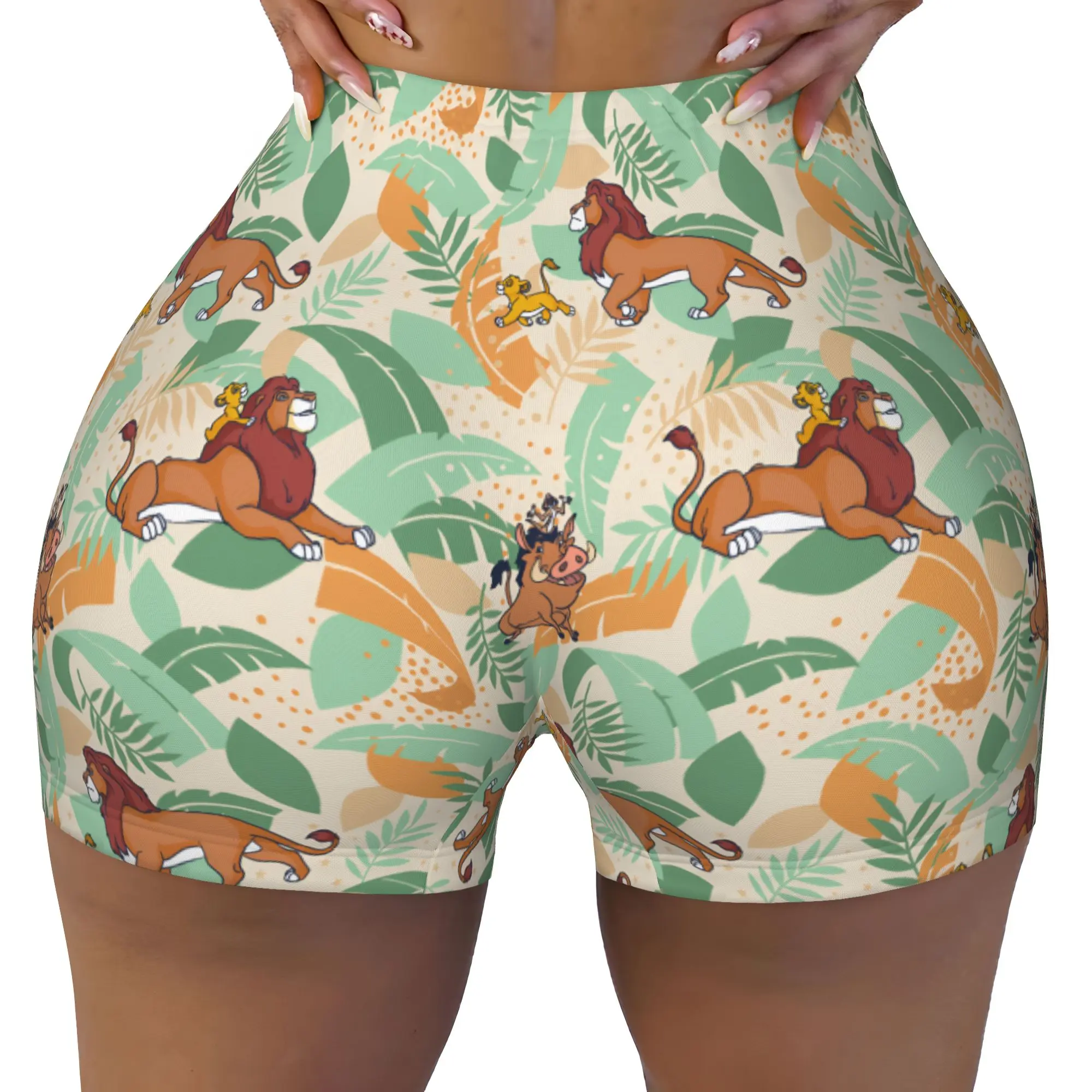 Custom Liones Anime Kinges Workout Biker Running Shorts for Women Hakuna Matata Simba Gym Yoga Shorts