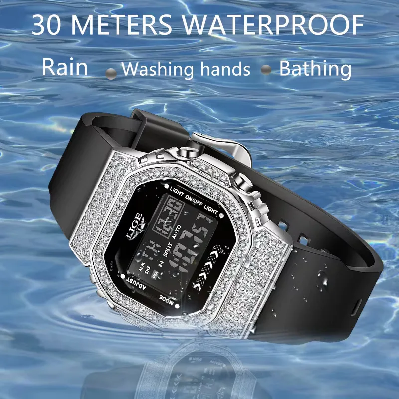 LIGE Спортивные электронные мужские часы на открытом воздухе, силиконовые модные повседневные часы, водонепроницаемые светящиеся будильники, цифровые мужские часы с автоматической датой
