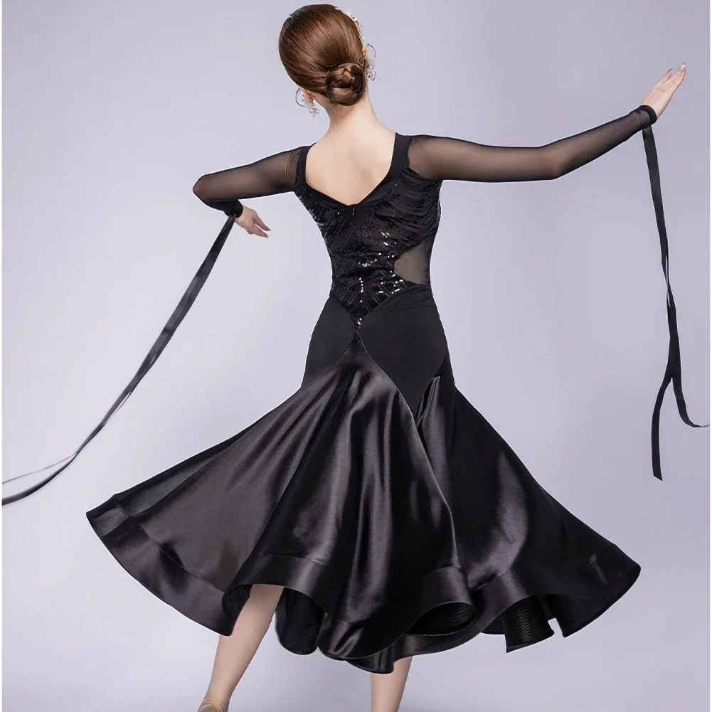 Robe de danse moderne pour femmes, nouvelle danse de salon, robe de concours de danse de salon, robe de spectacle de danse à paillettes élégante