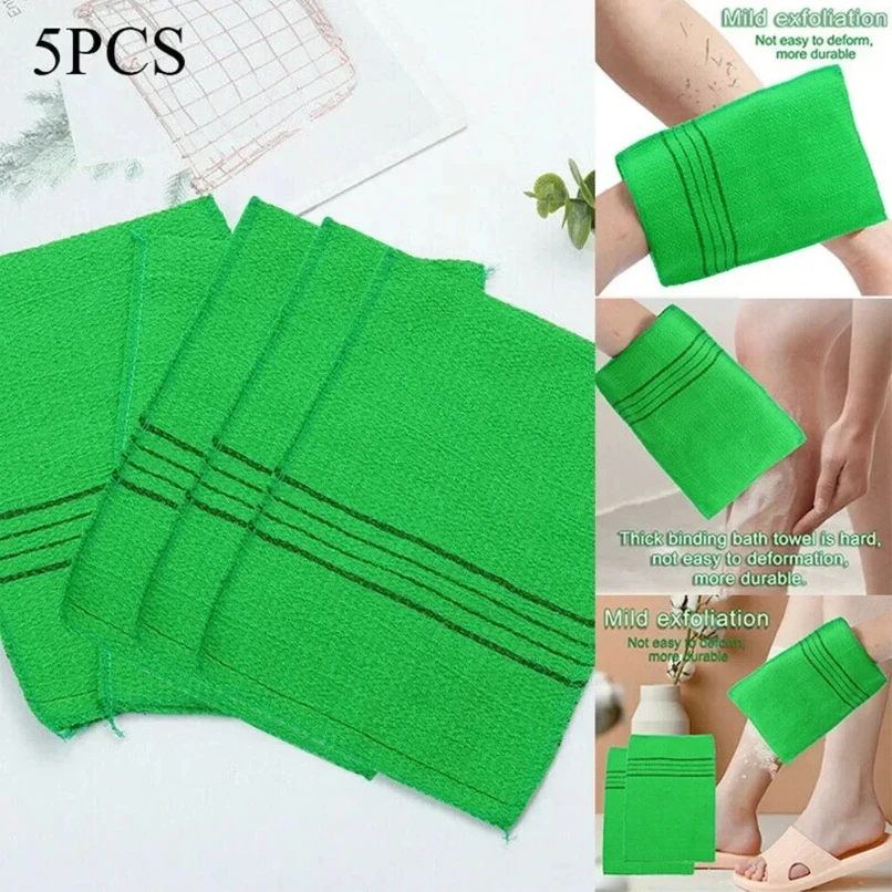 5Pcs Double Sided Towel Korean Exfoliating Bath Washcloth Body Scrub Shower Towel Portable For Adults Grain Brush Peeling Glove