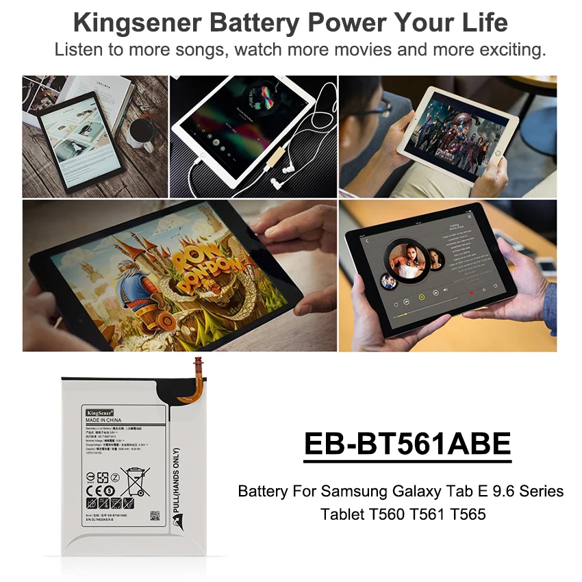 KingSener EB-BT561ABE EB-BT561ABA Tablet Battery For Samsung Galaxy Tab E T560 T561 SM-T560 Tablet Battery Sm-t565 5000mAh