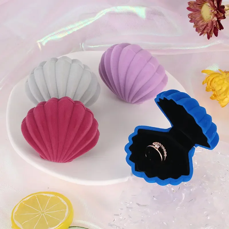 Velvet Earring Gift Box Shell Jewelry Storage Case Showcase Display Organizer Box for Necklace Earrings WeddingRings