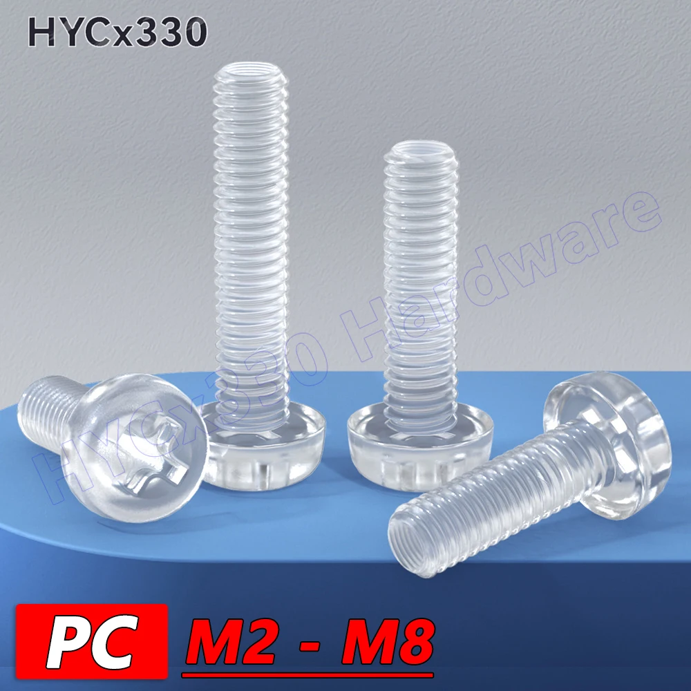 Phillips Round Head Bolt Transparent Acrylic Pan Hand Tighten Screw PC Clear Cross Bolts M2 M2.5 M3 M4 M5 M6 M8