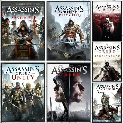 Game A-Assassin-S-Creed Classice Poster Perfect Sticker Self Adhesive for Office Home Theater Wall Art Decor Fancy Gift