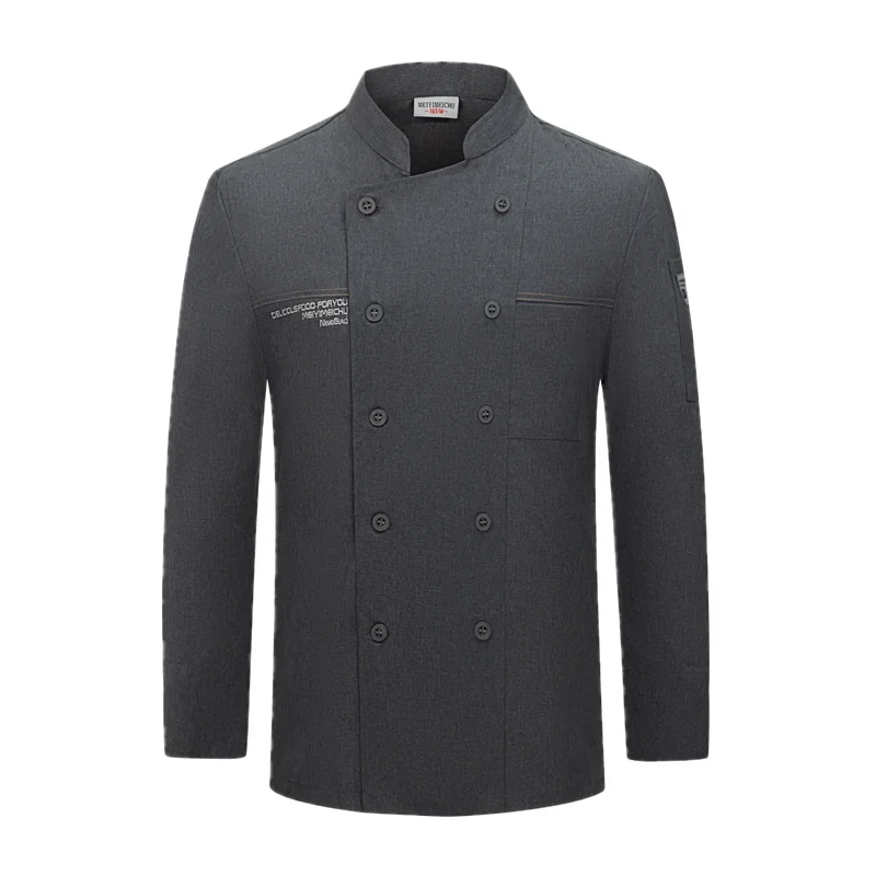 Giacca da cuoco bianca a maniche lunghe cappotto da cuoco dell'hotel t-shirt uniforme da cuoco ristorante cappotto da cuoco panetteria vestiti da cucina traspiranti logo