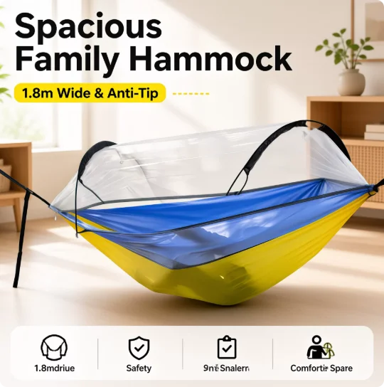 Kids Mosquito Proof Hammock Anti Rollover Design Outdoor Camping Hammock with Mosquito Net Large Double Hammock for Home Adults