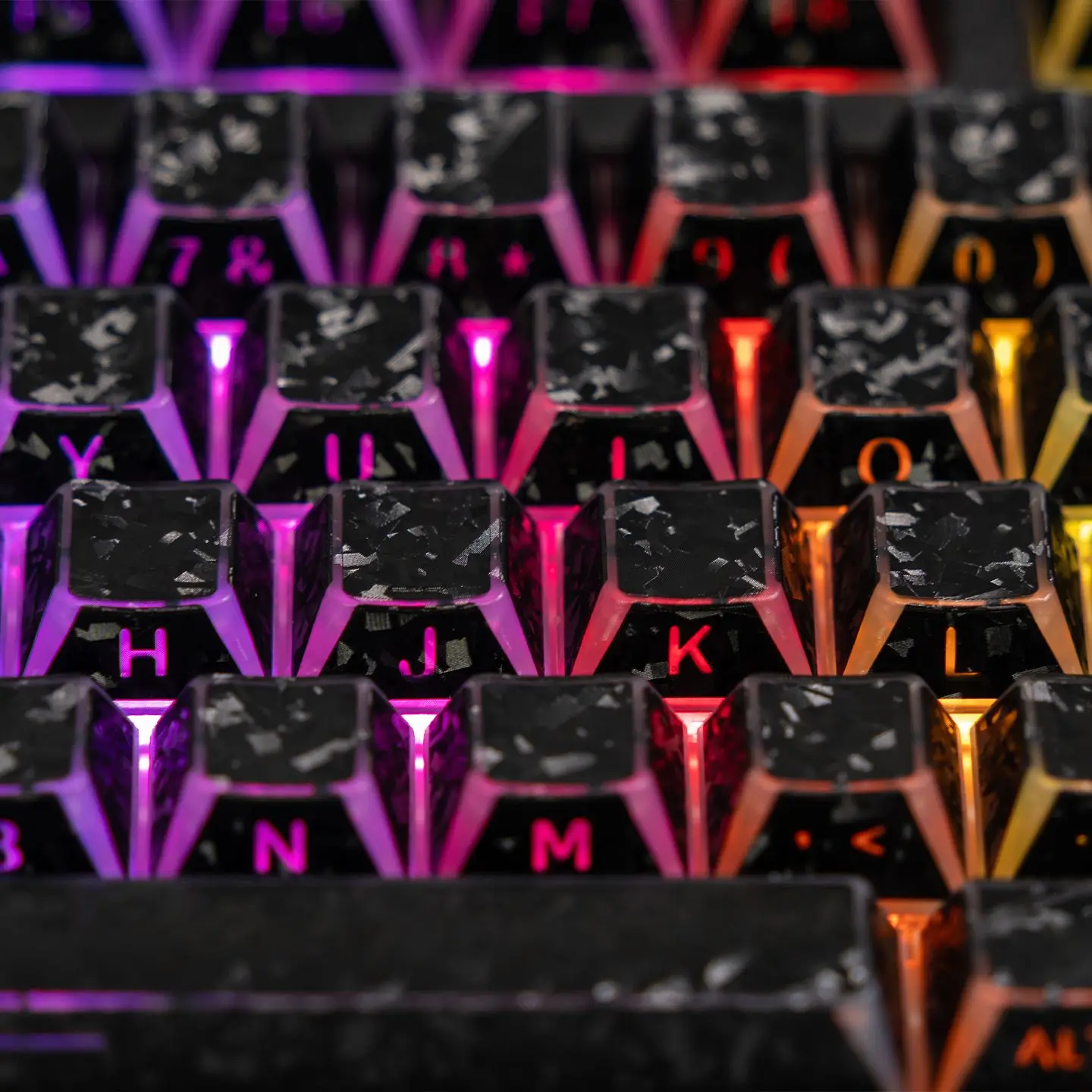 Shadow Fold Forged Carbon Side Print RGB Backlit Key Caps Double Shot PBT Keycaps Cherry Profile for MX Switches Gaming Keyboard