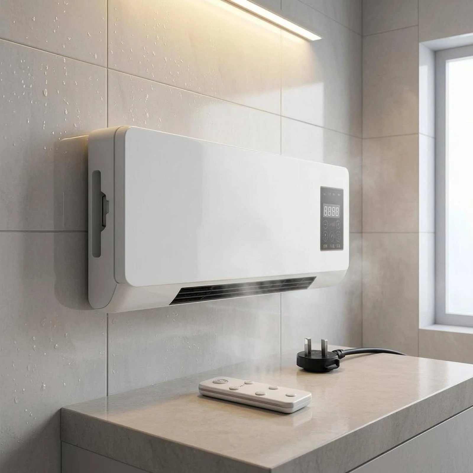Digital Wall Heater UK Plug Electric Wall Heater Home Heating Decorative Front Print Rectangular for Bathroom, Bedroom