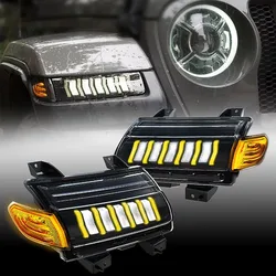 Car LED Front Fender Flare Amber Turn Signal Lamp For Jeep Wrangler JL 2018 2019 2020 Daytime Running Light Side Maker Light