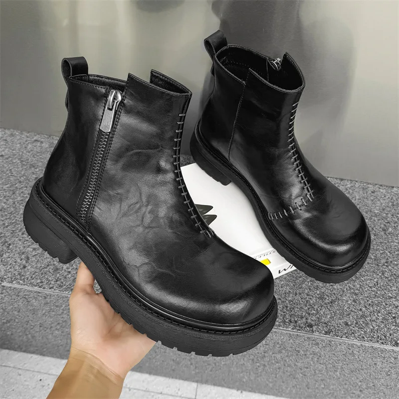 

Increase in Height Within 2025 Men's and Women's Chimneys Platform High-top Chelsea British Style Casual Short Boots