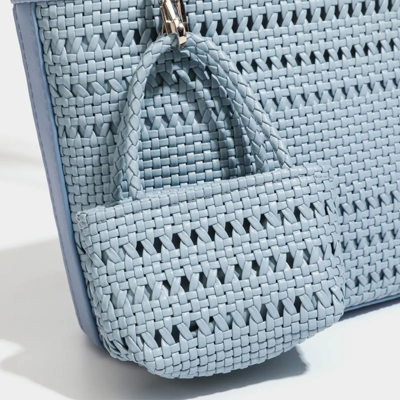 Handwoven Beach Tote Bag For Women Luxury Designer Handbag Purse 2026 New In PU Handle Hollow With Mini Pocket Underarm Shoulder