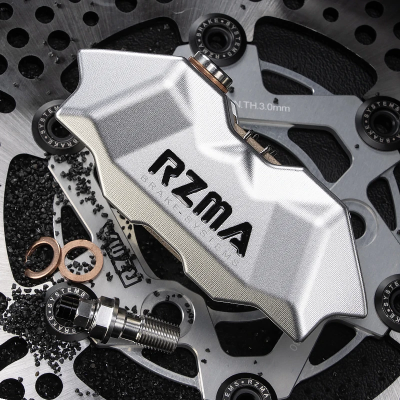 RZMA motorcycle modified brake caliper 4P piston CNC anodized 3D textured aluminum alloy