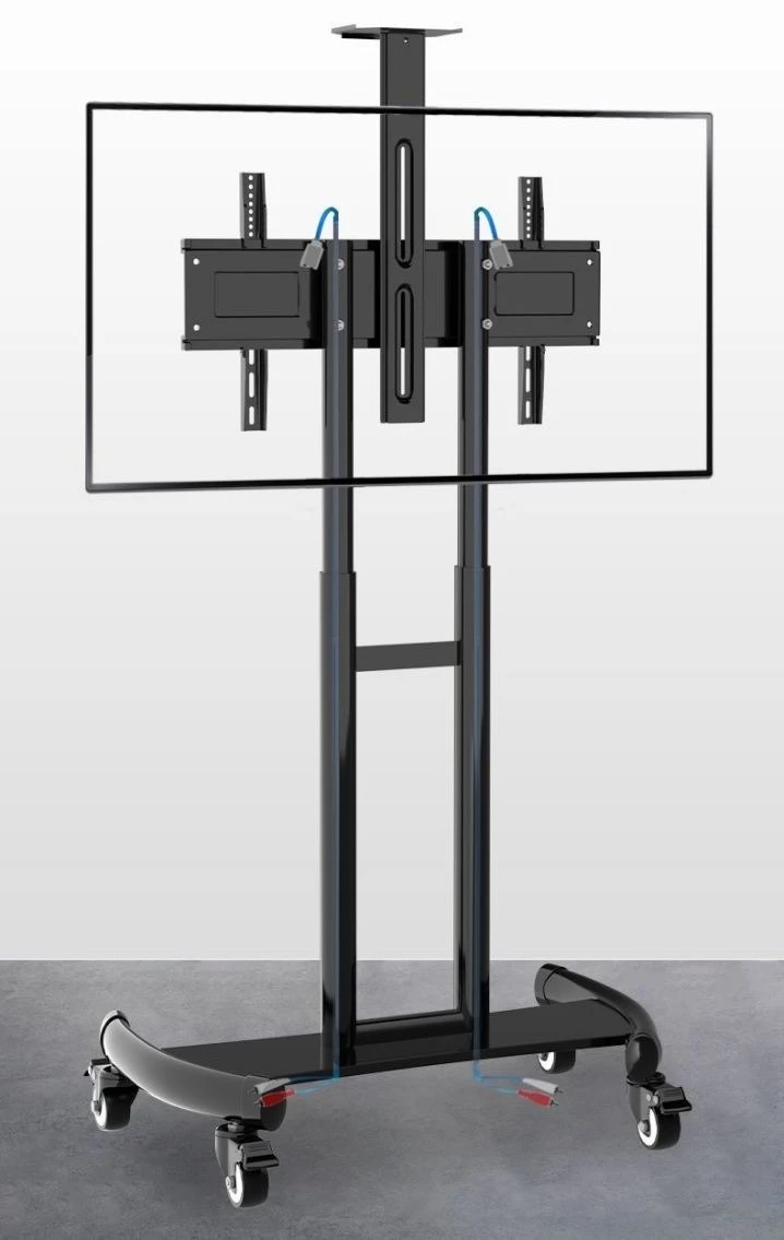 Universal Movable TV Cart with Wheels, Mobile Monitor Display Stand for Conference Room Use