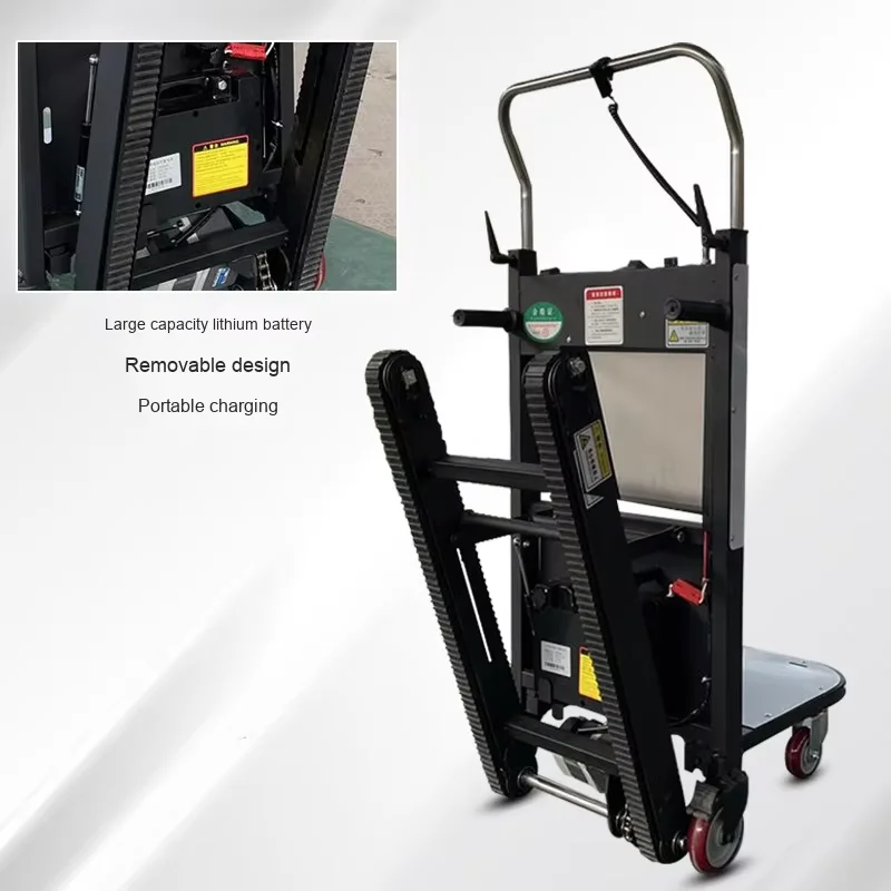 Powered Stair Climber Machine for Shopping Use Electric Power Four-Wheel Enclosed Cargo Transport Dolly Cart Belt Battery