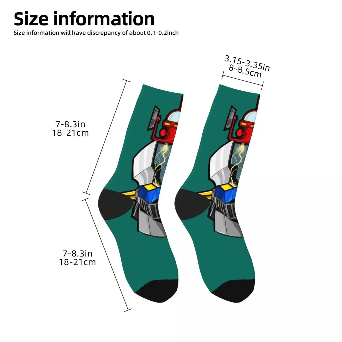 Autumn Winter Colorful Unisex Mazinger Z Head Power Socks Non-slip Sports Socks