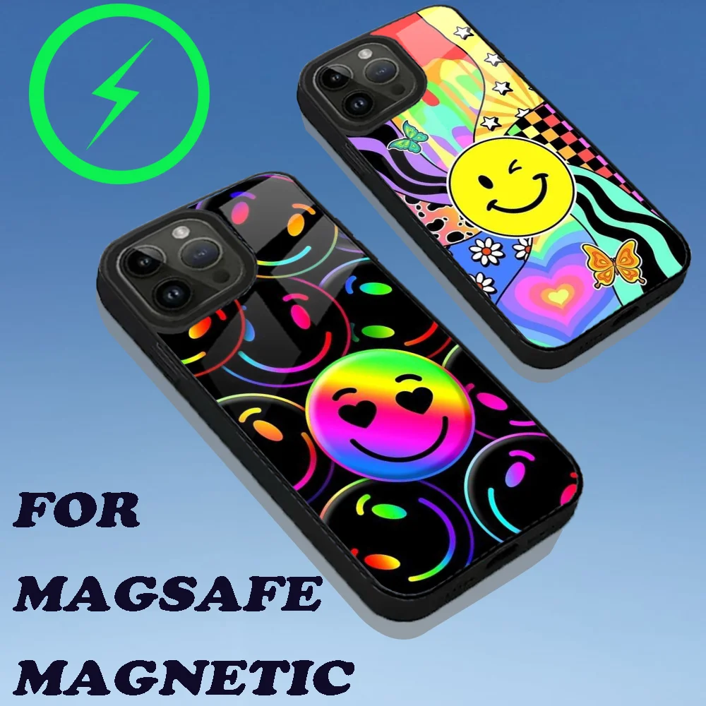 Happy Smile Phone Case For iPhone 15,14,13,12,11,Plus,Pro,Max Mini Magsafe Magnetic Wireless Charging