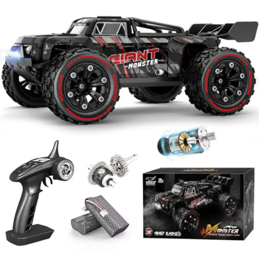 

Scale All Terrain Fast RC Cars for Adults 40KPH, 4WD Electric Off-Road Remote Control Monster Truck with Metal Chassis, 2.4Ghz