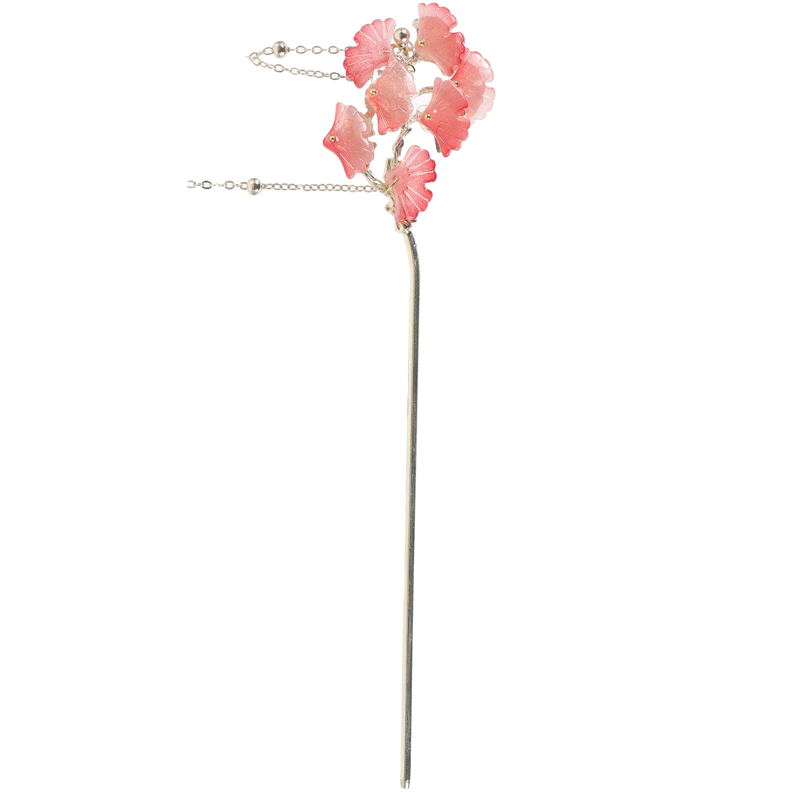 

Ginkgo Leaf Chopstick Delicate Tassel Women Hair Accessories Bridal Accessories Women Hair Bun Decor Pink