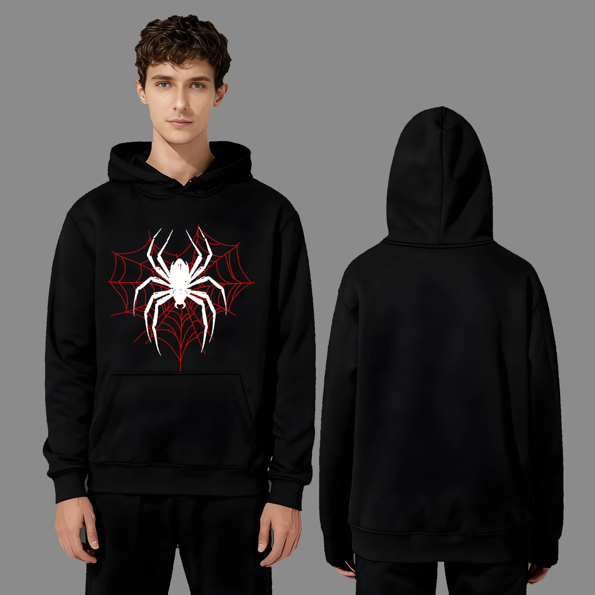 

Новейшая модная и повседневная мужская и женская толстовка с капюшоном весом 330 грамм из 2025 года с принтами в виде паутины.