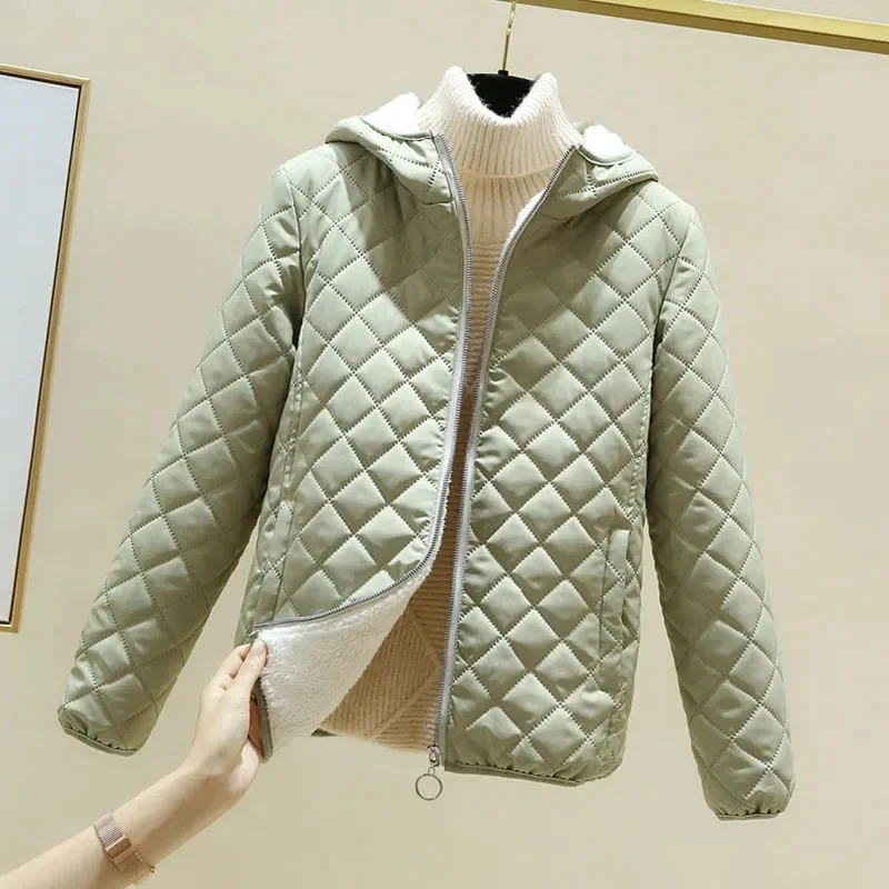 Parka da donna imbottito in cotone autunno inverno coreano allentato corto in lana d'agnello con giunture giacca in velluto studente cappotto caldo capispalla femminile