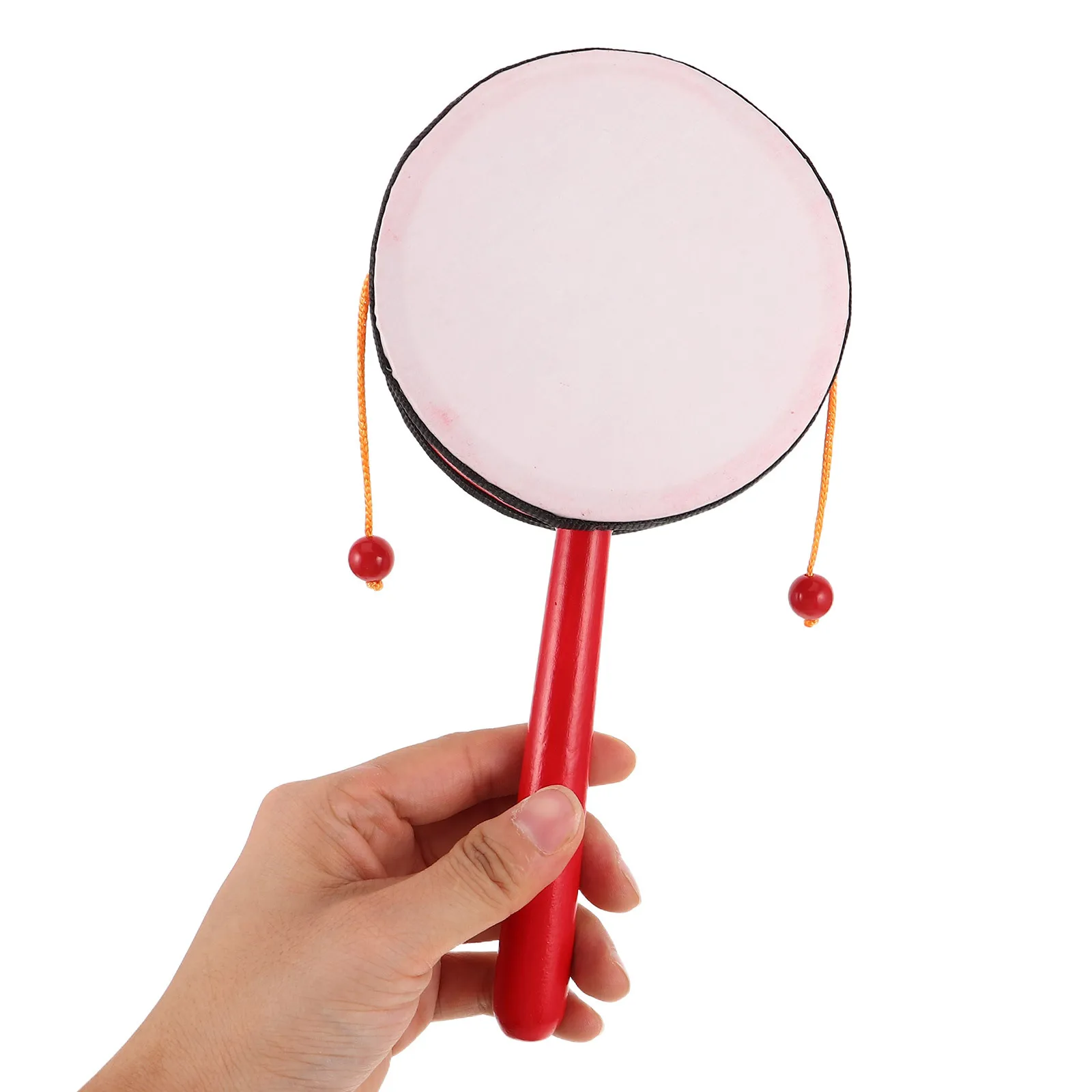 

2Pcs Kids Percussion Instruments Wooden Handheld Drum 4 Inch Red Traditional Design for Toddlers Musical Montessori Activities