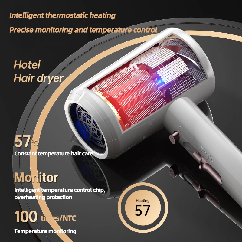 220V Hotel Specific Hair Dryer High-Power Fast Drying Silent Hair dryers Household Wall Mounted Hair Dryer With No-punch Base