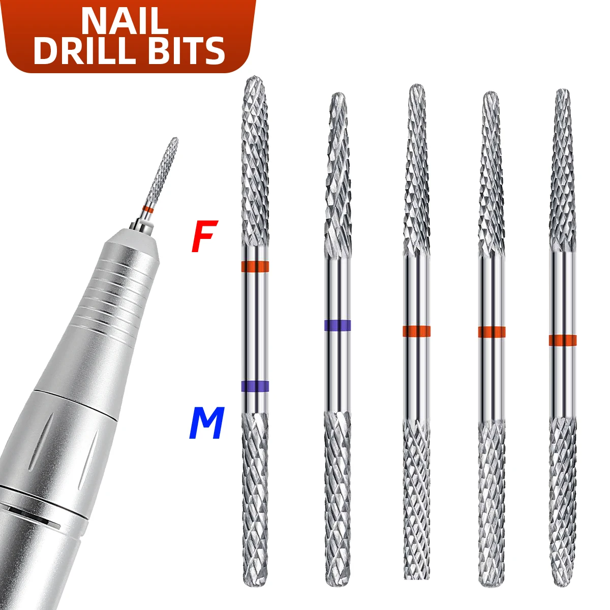 Brocas de unha de carboneto de tungstênio com extremidades duplas 2 em 1 fresa para esmalte em gel polidor elétrico acessórios de máquina