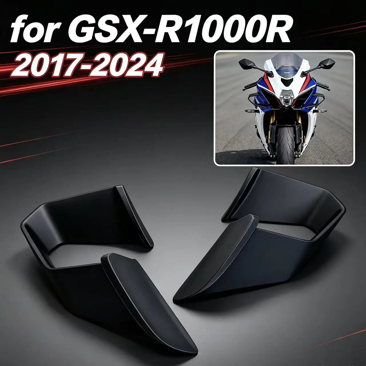 For Suzuki GSX-R1000R L7 L8 L9 2017-2024 Spoiler Front Aerodynamic Wing Spoiler Side Winglet Wing Aileron Fixed Wing Accessories