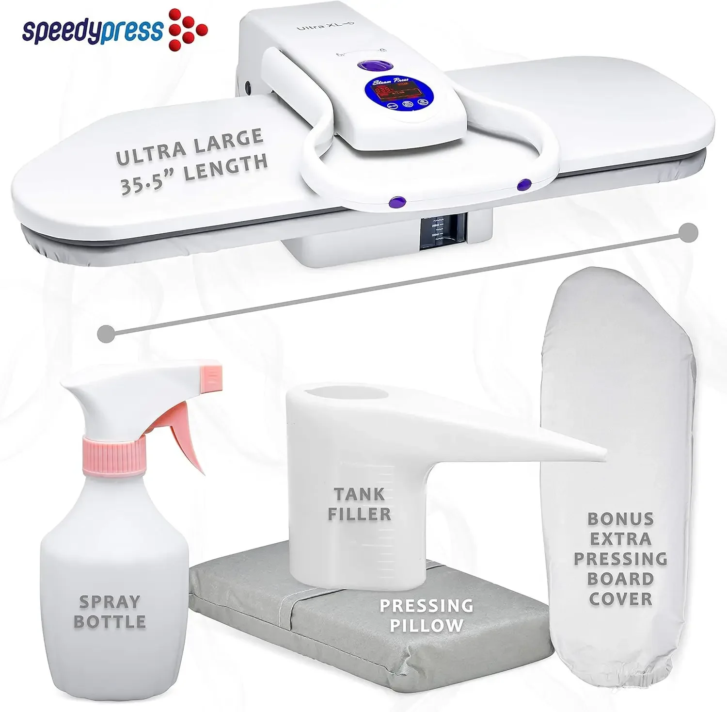 Iron/Steam Press | Ultra XL Electronic Iron Press w/ 100LBs. of Pressing Pressure for Home/Business | Multiple Steam Fu