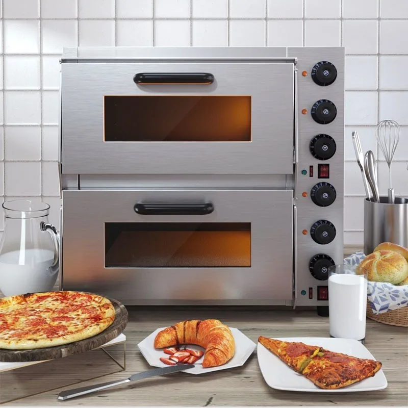 Forno Elétrico de Dupla Camada, Grande Capacidade, Pizza, Ovo, Tortas, Forno de 2 placas