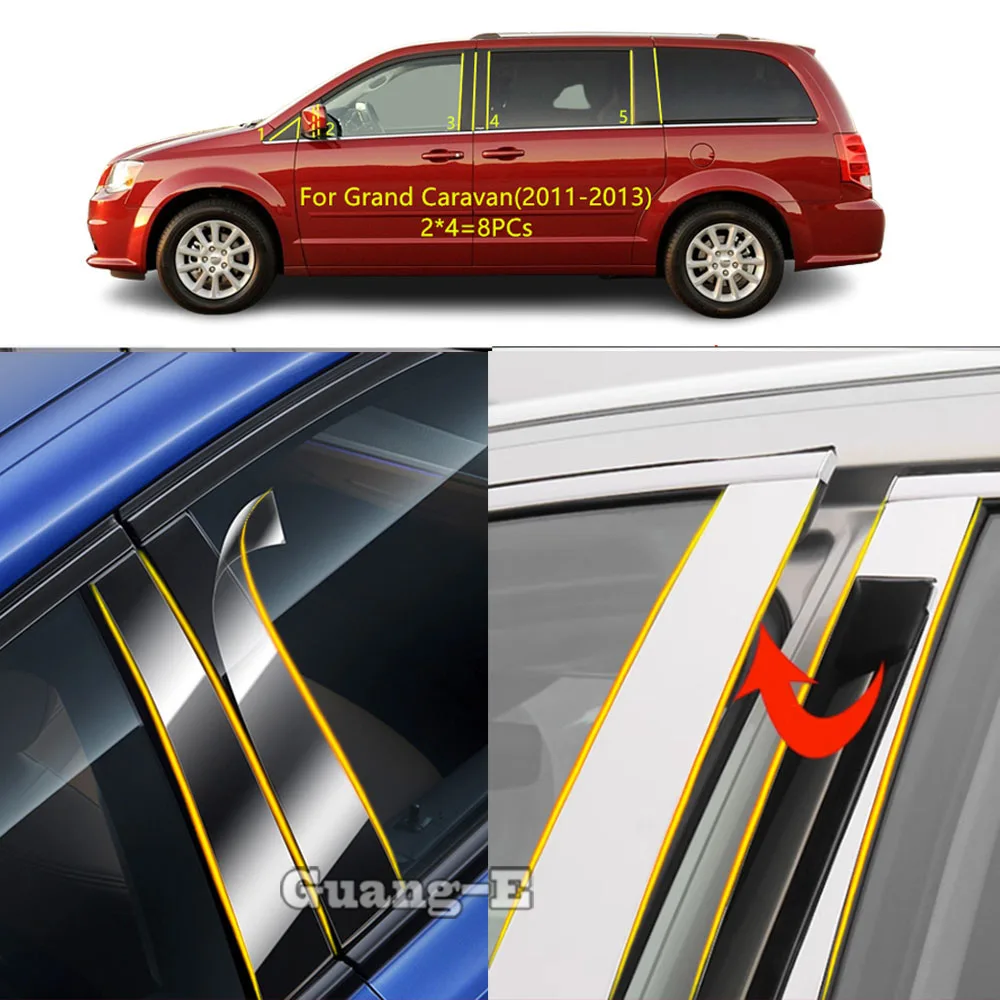 

Накладка на стойку двери из ТПУ/глянцевого материала для Dodge Grand Caravan 2011-2013, декоративная наклейка на оконный молдинг