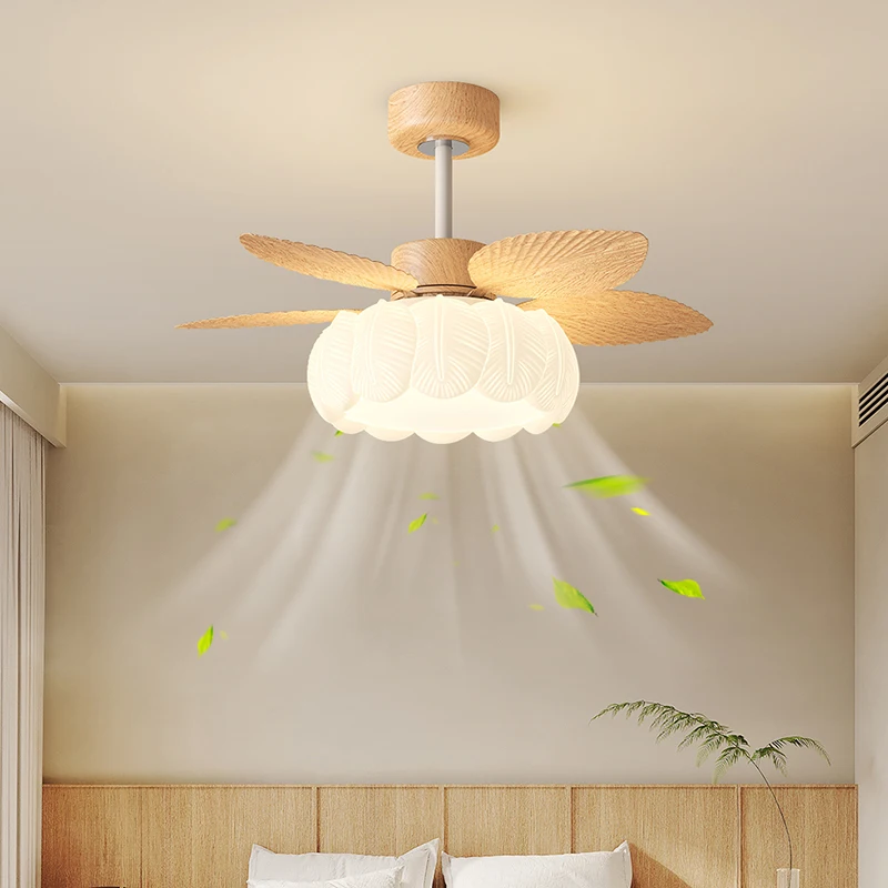 Eye Protection Retro Color Bedroom Fan Lights Feather-shaped LED Ceiling Lights Dining Room Ceiling Fan Indoor Lighting Lamps