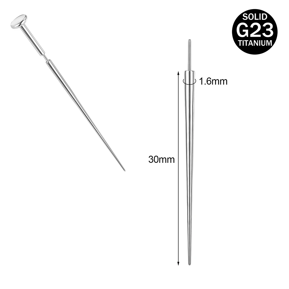 Titanium Nose Piercing Taper Insertion Pin, 14G-18G