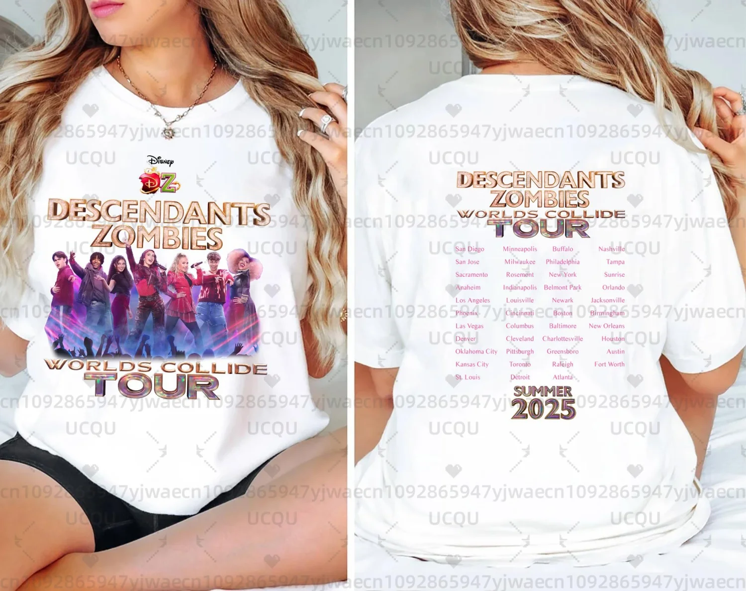 أحفاد الزومبي عوالم الاصطدام جولة صعود الأحمر شخصيات الصيف مهرجان الموسيقى 2025 الحفل تي شيرت رحلة عائلية