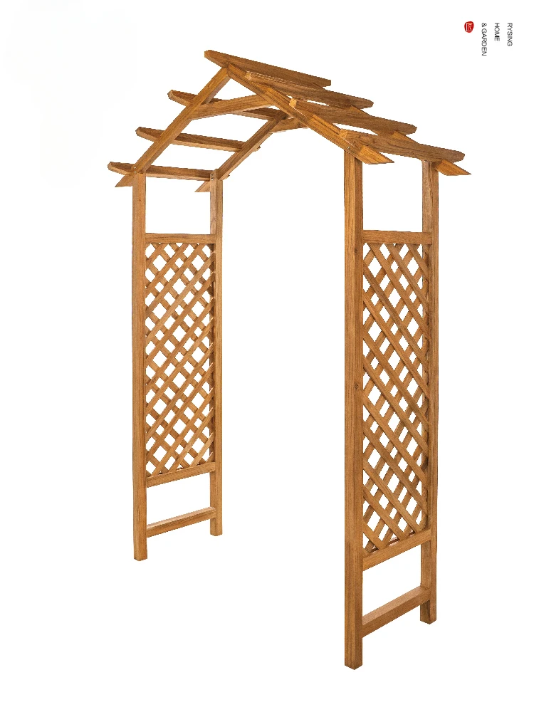 Garden Landscaping Layout, Outdoor Teak Arch, Flower Rack, Courtyard Rose Climbing Vine Rack, Small Courtyard Grape Rack