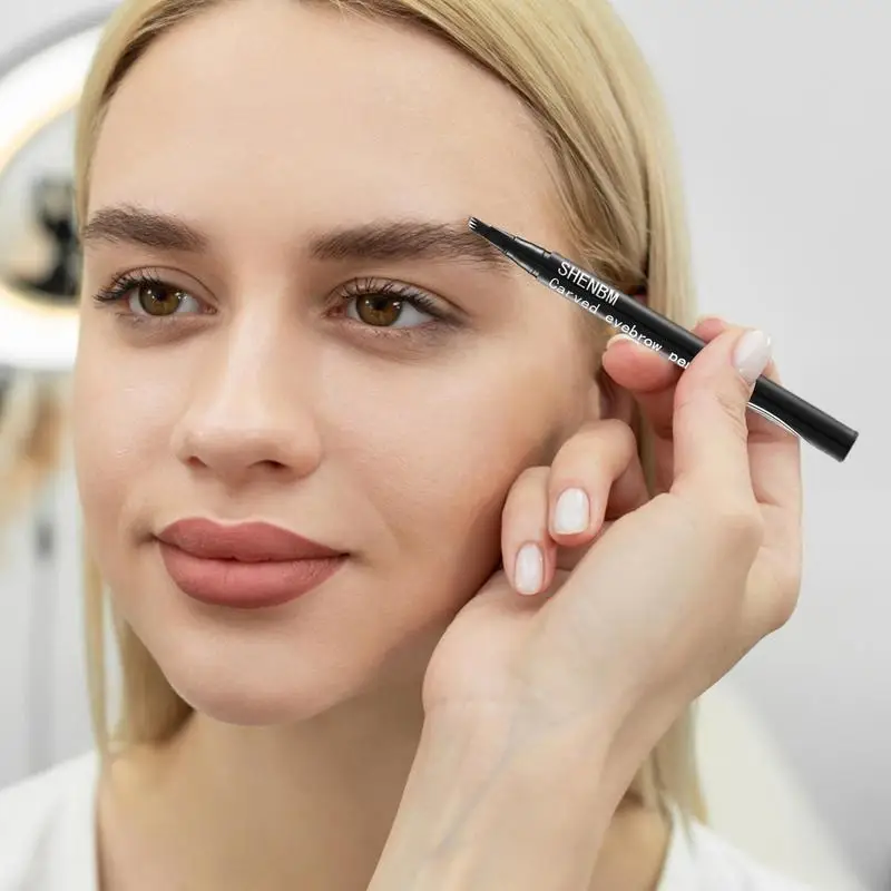 Lápiz de cejas de 4 puntas, punta de horquilla, maquillaje resistente al agua, lápices para cejas de larga duración, lápiz de cejas Microblading a prueba de sudor para mujeres