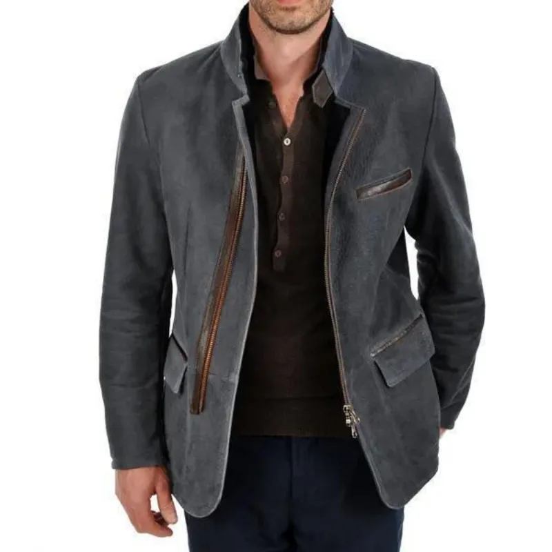 2026 Retro Pure Color Warm Jacket Outerwear Trendy Stylish Mens Top Clothing Turn Down Collar Multiple Pockets Workwear Style