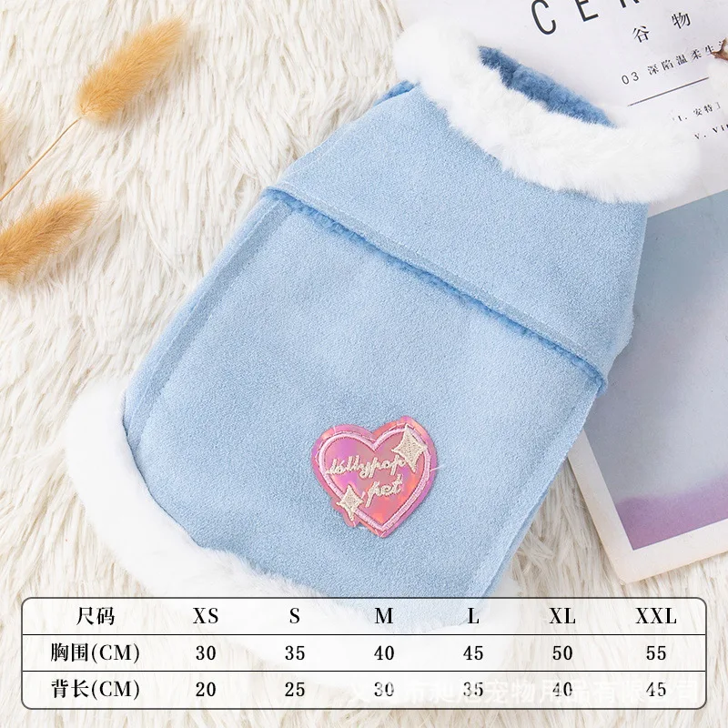 Hearts Jackets for Dogs Clothing Cat Small Letter Print Cute Winter Velvet Warm Boy Pet Dog Clothes Chihuahua Pet Products 2023