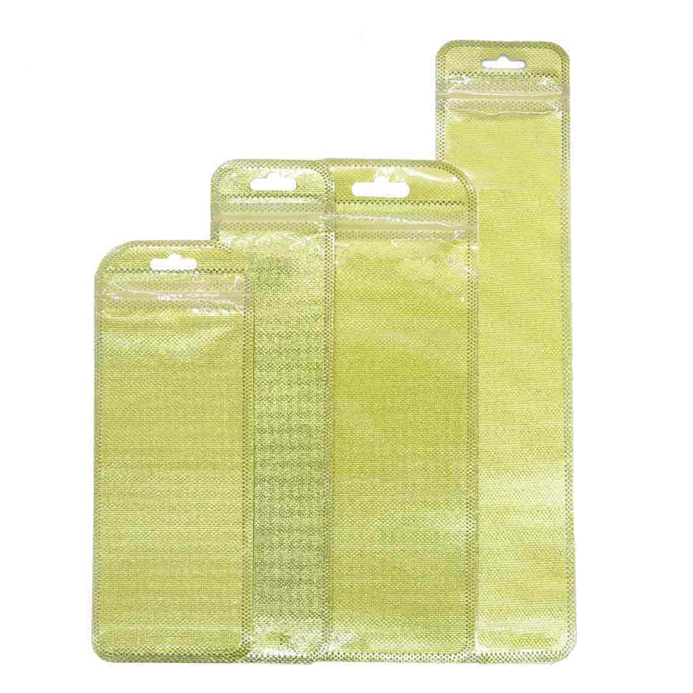 100PCS Various Size Long Shape Clear Window Gold Zip Lock Pouch Resealable ReusableProduct Packaging Ziplock  Bag