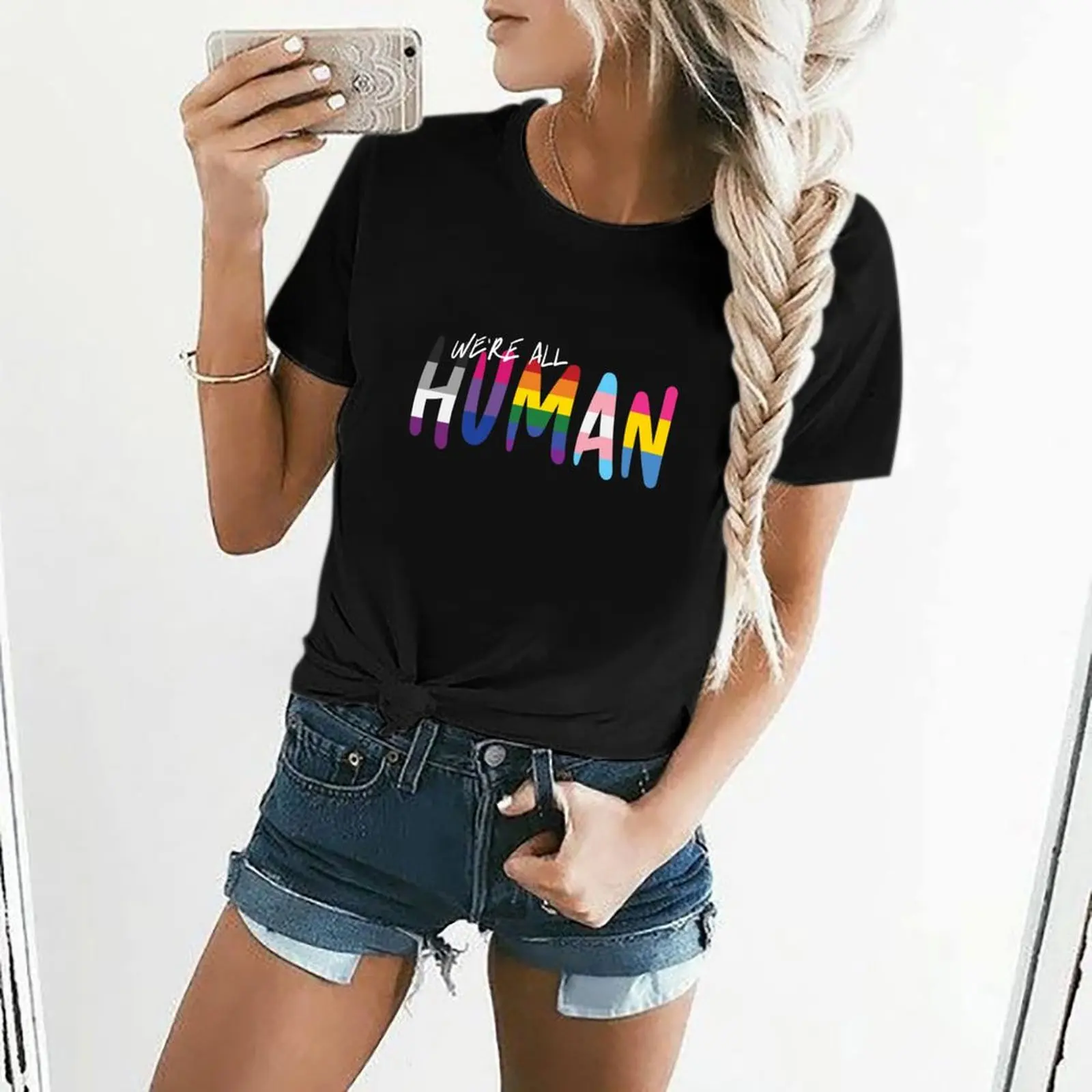 Human_handwritten, Diverse Vlaggen 1 T-Shirt Dierenprint Zwaargewichten Schattige Kleding T-Shirts Voor Vrouwen