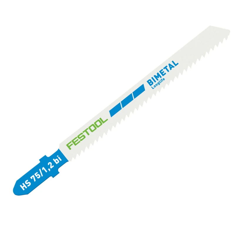 Festool 204270 Jigsaw Blade HS 75/1,2 BI/5- 5-Pack HSS Set for Clean Metal Cutting, Precision 1.2mm Pitch