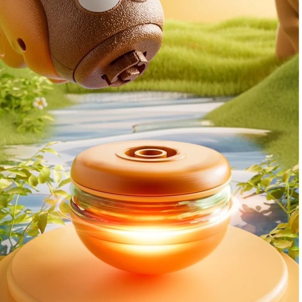 2 in 1 Gyro Flying Disc Soaring Propeller Launcher Rotating Gyro Burger Fries Shape Colorful Luminous Luminous Outdoor Game