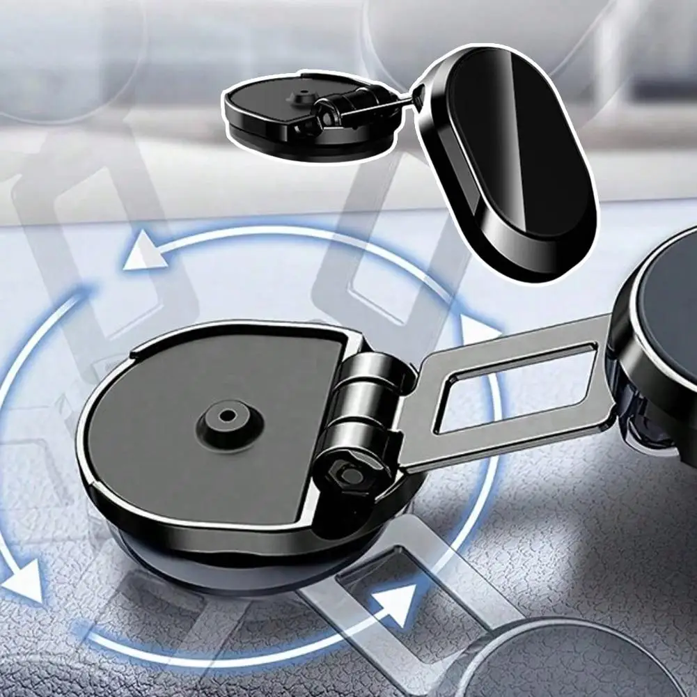 Alloy Folding Magnetic Car Phone Holder, 360° Rotation Foldable Dashboard Car Mount, Strong Magnet Stand For All Smartphone X3F6