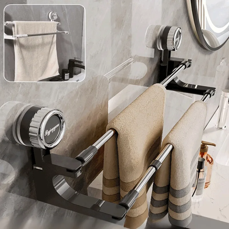 Bathroom Flexible adjustment Towel Rack Towel Hanging Rod Modern Corner plane Easy to dry Doublerod rotatable Towel Rack