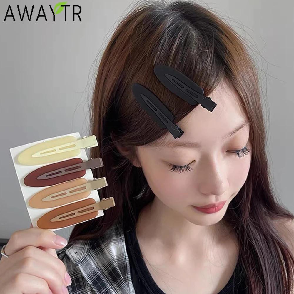 AWAYTR Silicone Leather Hairpin Pure Color Hair Clips Girl Hair Accessories Fashion Barrette Headwear