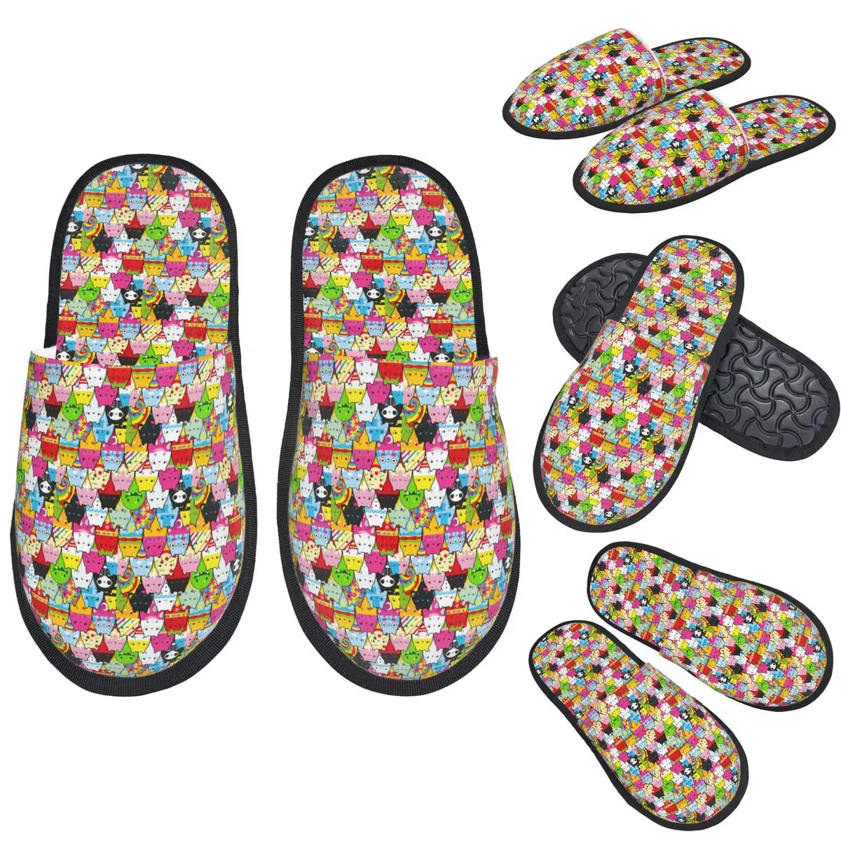 Custom Cats Vs Pickles Slippers Memory Foam Warm Soft Women House Slipper Indoor Fluffy Shoes