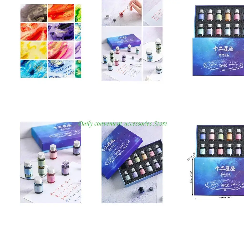 

97QB 12 Pcs Colorful Set Premium Colored Quick Drying for Calligraphy Pens Dip Pen Beginner Drawing Set